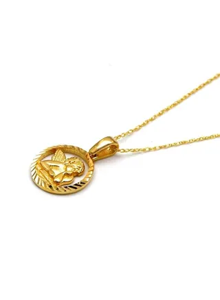 Real Gold Round Necklace 