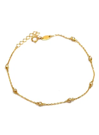 Real Gold Beads With Stones Adjustable Size Bracelet 