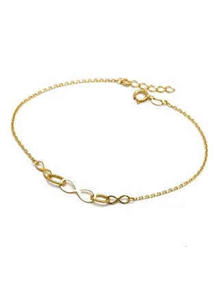Real Gold Infinity Adjustable Size Bracelet 