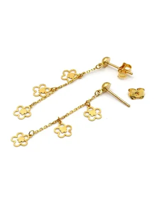 Real Gold 3 Flower Hanging Earring 