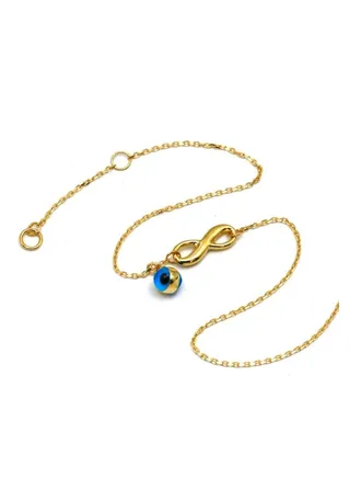 Real Gold Evil Eye Infinity Bracelet 