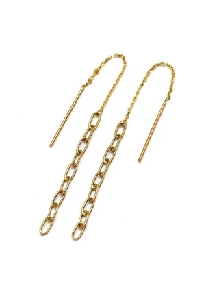 Real Gold Paper Clip Hanging Earring Link Thickness 