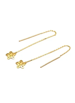 Real Gold Net Flower Drop Hanging Drop Earring Set 