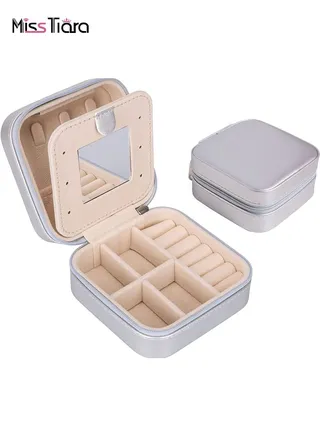 Portable Jewelry Storage Box Travel Out Earrings Necklace Ring Storage Jewelry Box Portable Storage Gray 