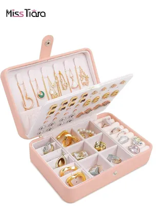 Portable Jewelry Storage Box Travel Out Earrings Necklace Ring Storage Jewelry Box Portable Storage Pink 