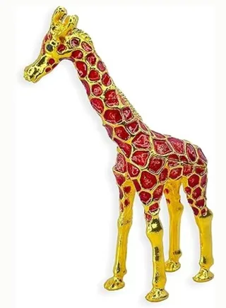 Giraffe trinket Jewelry box Figurine Crystal Enameled Home Decor Table Decor Sourvenir Festival Gift Hand Painted Enameled Classic Ornaments Metal Craft (Red) 
