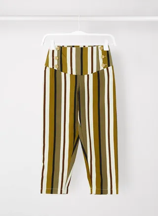 Button Detail Striped Pants Multicolour 