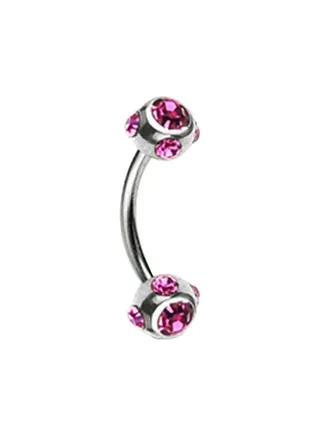 Crystal Studded Curved Belly Ring 