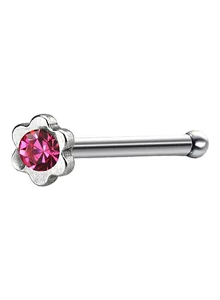 Flower Shaped Stone Studded Nose Ring 
