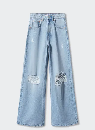 Kids Distressed Wide Leg Jeans 