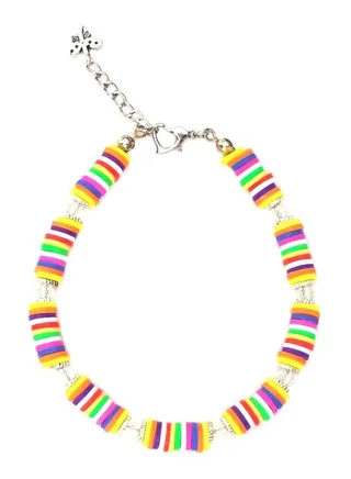 Beaded Anklet With Leaf Designed Charm 