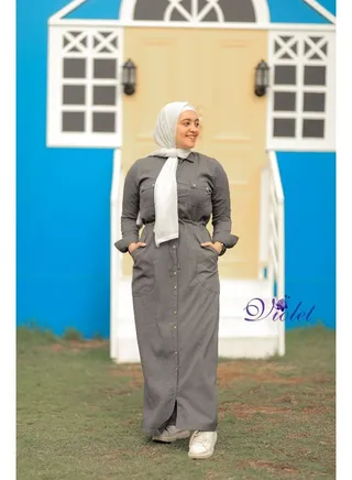 Grey Maxi shirt dress 