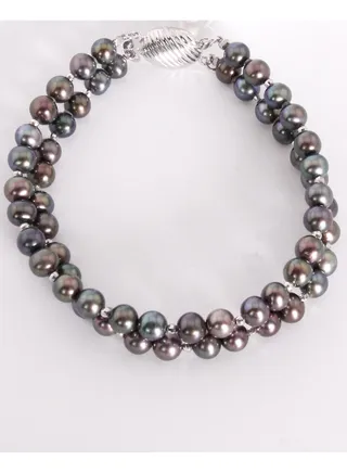 Bracelet Freshwater Pearls Treated Black 2ST 19CM 18KW 