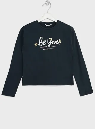 Kids Printed Message Sweatshirt 