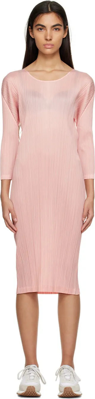 Pleats Please Issey Miyake Pink Monthly Colors February Midi Dress