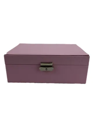 Jewelry Box Organizer 2-Layer Lockable Soft Velvet Lining Ring Earrings Holder Necklace Bracelet Jewelry Display Storage Case Gift for Women Girls - Pink 