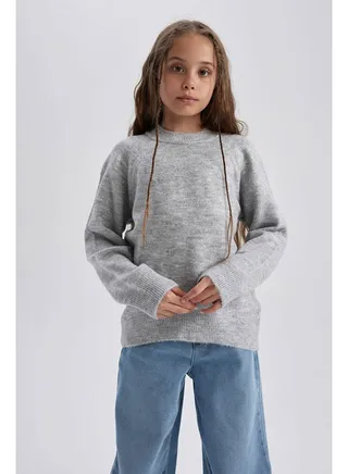 Girl Tricot Regular Fit Crew Neck Long Sleeve Pullover 