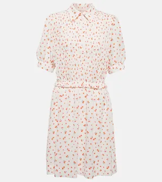 Smocked georgette minidress
