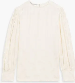Silk-blend satin-jacquard blouse
