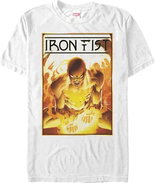 Men's Marvel Iron Fist Flames T-Shirt - White - 3X Large