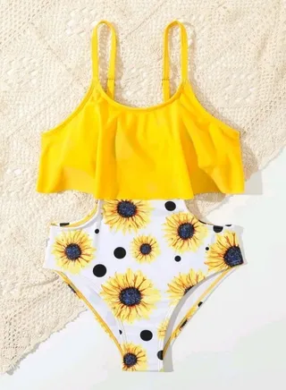 kids swimsuit sunflower 