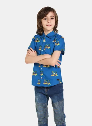 Casual Printed Shirt Light Blue 