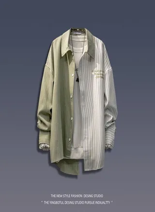 Summer Asymmetric Long Sleeved Striped Shirts 