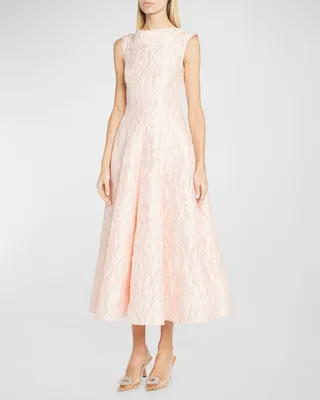 Poiret Rose Jacquard Midi Dress