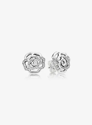 Pandora Moments Cubic Zirconia Women's 925 Silver Sparkling Rose Earrings 290575CZ 
