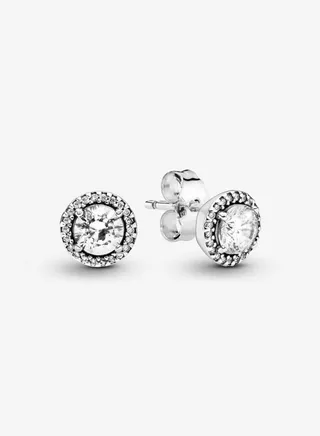 Pandora Timeless Women's Cubic Zirconia Classic 925 Silver Radiant Round Earrings 296272CZ 