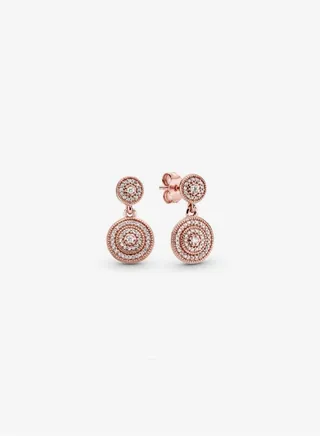 Pandora Timeless Women's Fashion Versatile Classic Cubic Zirconia Rose Gold Copper Silver Alloy Elegant Shining Earstuds Pendant Gift 280688CZ 