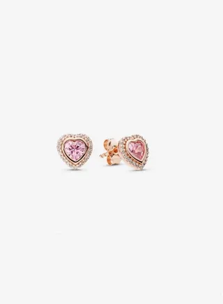 Pandora Timeless Women's Fashion Versatile Classic Cubic Zirconia Rose Gold Pink Sparkling Love Earrings Pendant Earring Gift 280568PCZ 