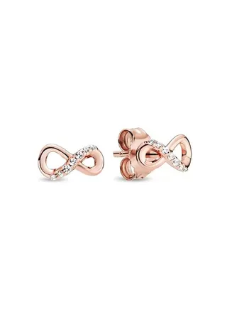 Pandora Moments Cubic Zirconia Women's Classic Gold Plated Copper Silver Alloy Gold Shining Eternal Symbol Earrings 288820C01 