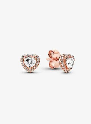 Pandora Timeless Women's Cubic Zirconia Classic Rose Gold Copper Silver Alloy Heart shaped Earrings 288427C01 