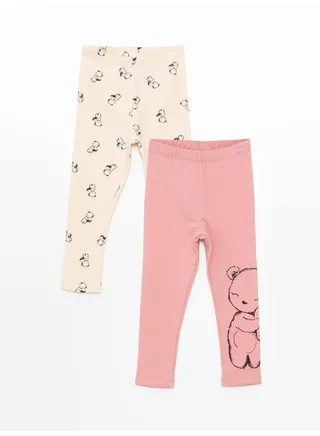 Elastic Waist Printed Baby Girl Tights 2-Pack 