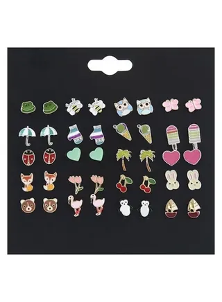 Goolsky Pair Of 20 Cartoon Animal Design Ear Studs 