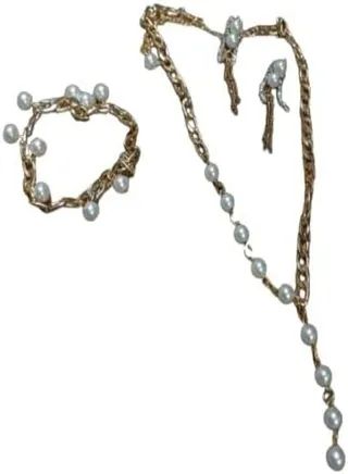 Necklace and Bracelet Made of White Stones 