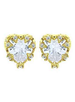 Elegant Design Brass Cubic Zirconia Stud Earrings 
