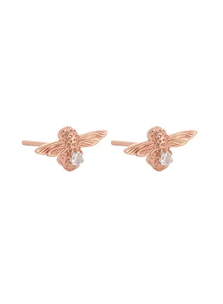 Celebration Bee Studs Rose Gold & White Topaz 