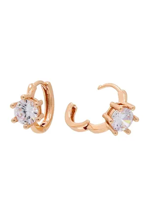 Huggie Round Stone Rose Gold 