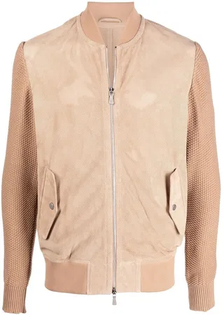 Perforated-Detail Bomber Jacket