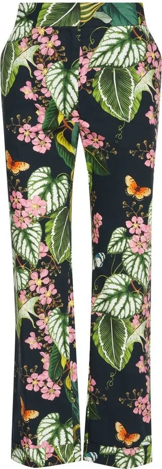 Mixed Botanical-Print Cropped Trousers