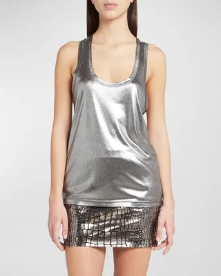 Laminated Fluid Jersey Racerback Tank Top