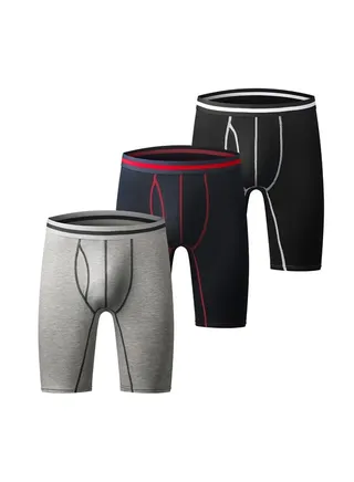 3 Pack Stretch Boxer Brief Underwear for Mens Soft Comfy Breathable Classics Cotton Plain Underwear Sport Open Fly Shorts 