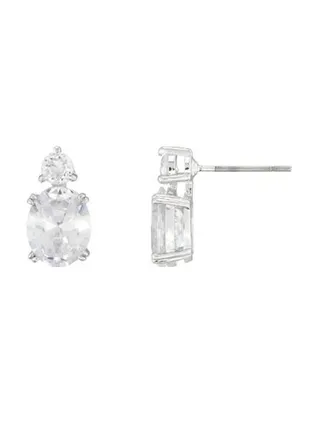 The Carat Collection - Clear Oval Double Drop Earrings 