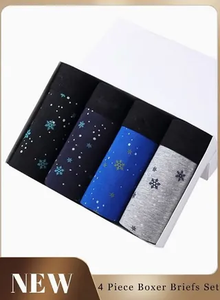 Set of 4 Men's 95% Cotton Shorts Breathable Soft Underwear Summer High Stretch Seamless Underwear 