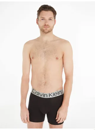 Men's 3 Pack Boxer Briefs - Steel Cotton, Black 