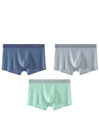 3 Packs of 120 Pieces of Ice Silk Underwear Men's Boxer Pants Double Layer Graphene Antibacterial Inner File Ultra Thin Breathable Seamless Boxer Pants 