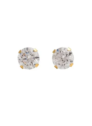 5MM Cubic Zirconia 24K Pure Gold Plated Ear Studs | Ideal for everyday wear 