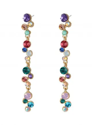 Long Strip Rhinestone Dangle Stud Earrings 